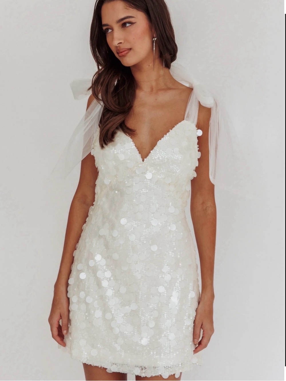 Selfie Leslie- Mykonos Morning Tied Shoulder Sequin Dress